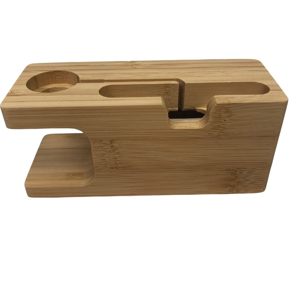 Wooden Charging Dock Station Bamboo Holder Stand iPhone Apple Watch Organizer
